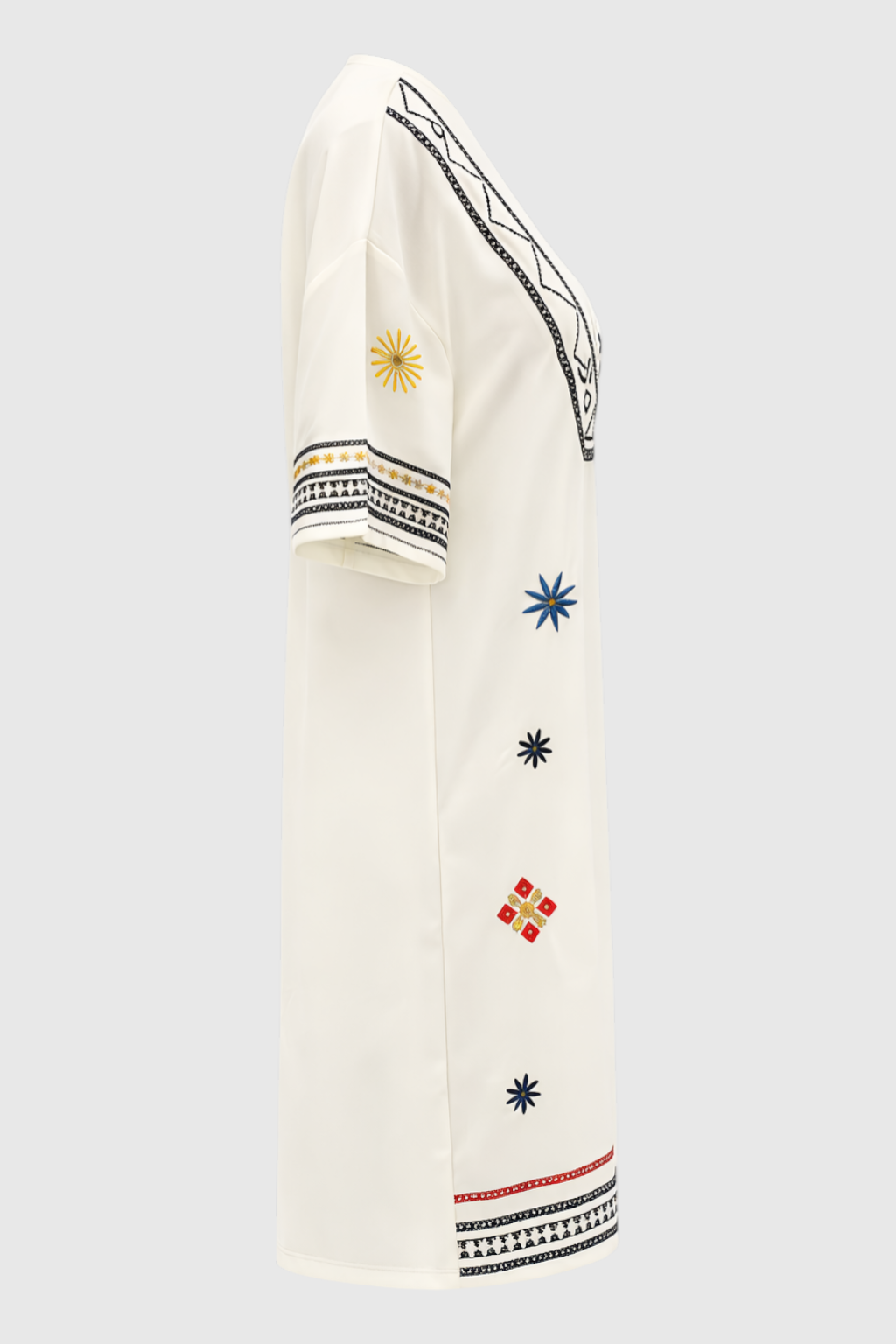 Zomerjurk met bloemenprint, V-hals en vloeiend vallende rok