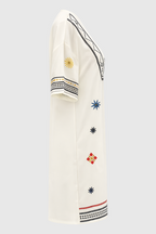 Zomerjurk met bloemenprint, V-hals en vloeiend vallende rok