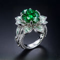 Bosring met smaragdlook in vintagestijl