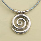 Vintage-Style Silver-Tone Spiral Pendant Necklace