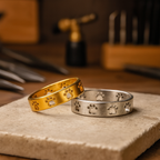 Roestvrijstalen ring met pootafdruk