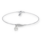 Handmade Silver-Tone Angel Wing and Paw Print Memorial Bracelet