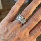 Brede ring met zirkonia bloemencluster in diamantlook