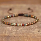 Red, Gold and Green Jasper Bead Bracelet