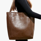 Everyday Leather Handbag with Snap Closure and Extra Space