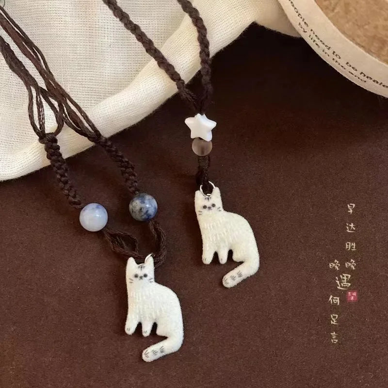 Vintage Cat and Star Pendant Necklace