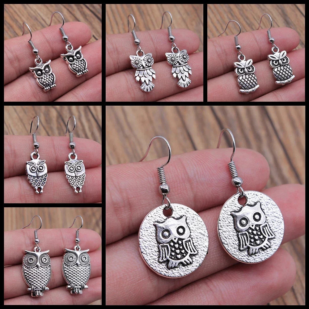 Vintage Bohemian Owl Dangle Earrings in Ten Styles