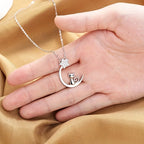 Sterling Silver Cat, Moon and Star Necklace