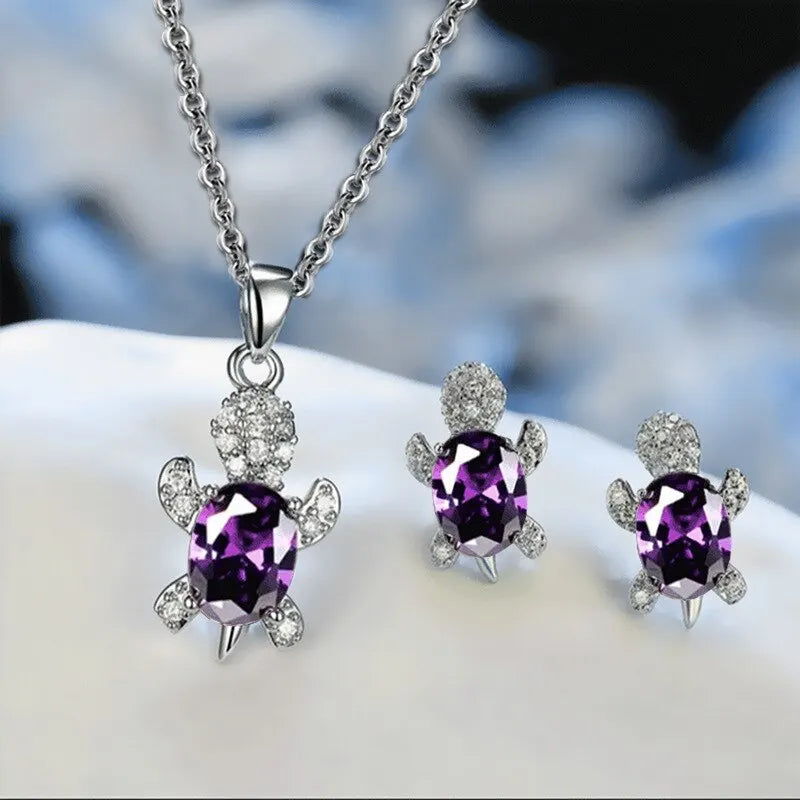Sea Turtle Necklace and Earrings Set