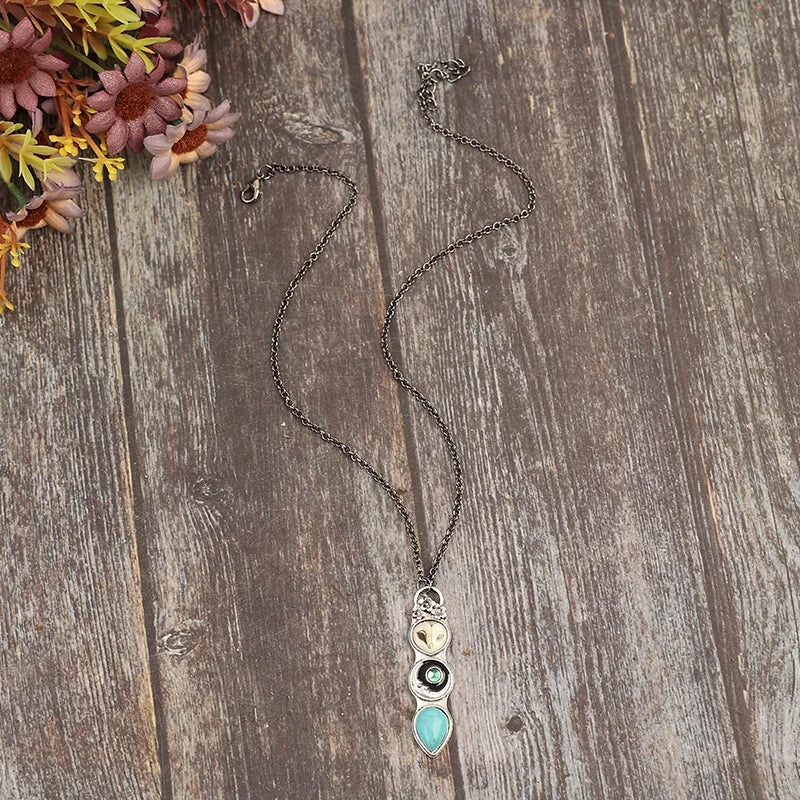 Turquoise Owl Bar Necklace