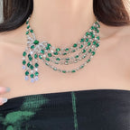 Vintage Bow Diamond-Look Pendant Necklace