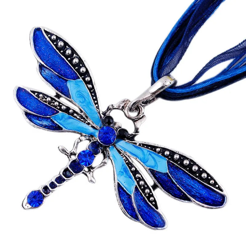 Crystal Dragonfly Pendant Necklace in Six Colours