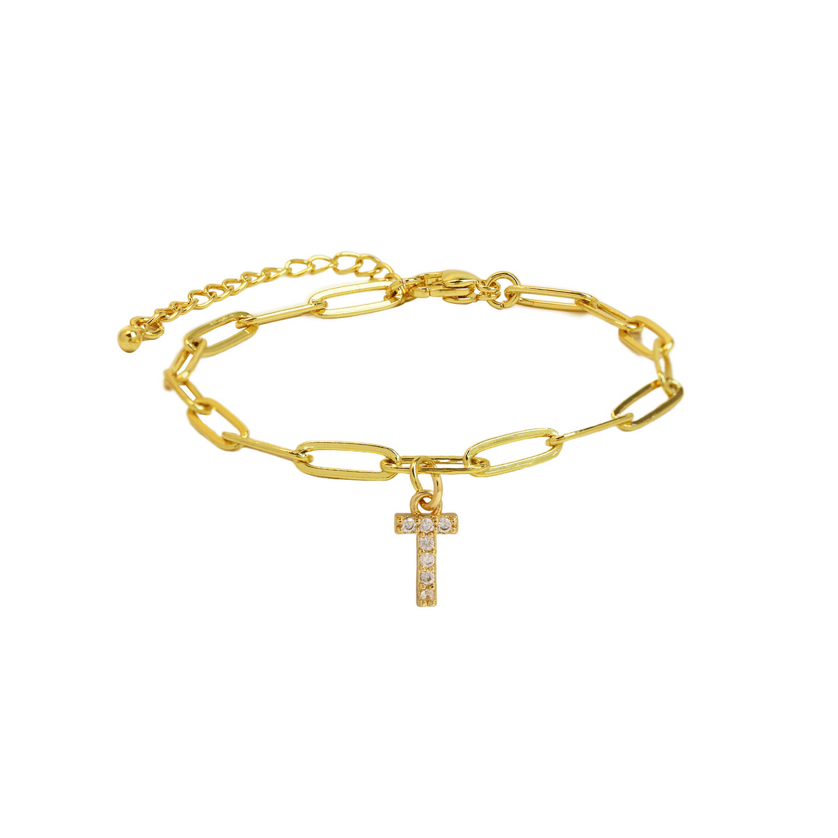 Dainty Paperclip Chain Initial Letter Bracelet