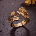 Adjustable Gold-Tone Autumn Leaf Ring