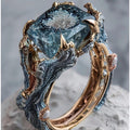 Blue Crystal Gold-Tone Nature Ring