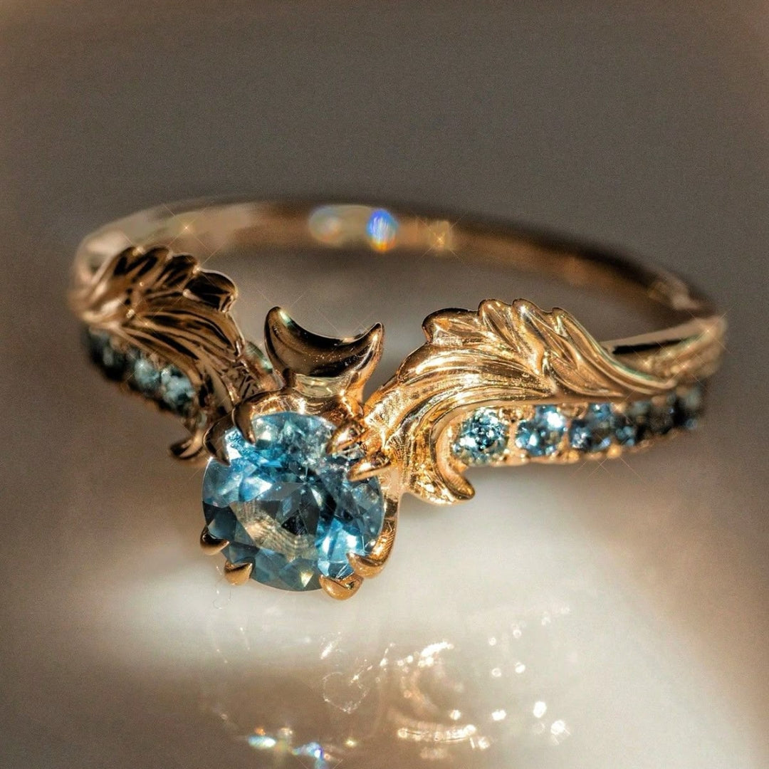 Kalmerende natuurring met blauw kristal