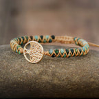 African Turquoise Bracelet with Tree of Life Charm