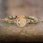 African Turquoise Bracelet with Tree of Life Charm