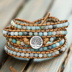 Tree of Life Amazonite Multi-Layer Wrap Bracelet