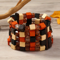 Tribal Wooden Bead Bracelet in Warm Tones