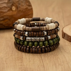 Tribal Wood and Stone Bead Bracelet