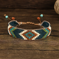 Tribal Bead Bracelet in Brown, Beige and Turquoise