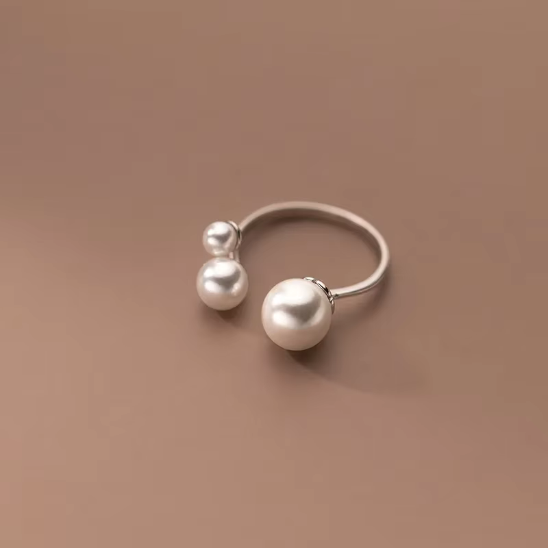 Adjustable Triple Freshwater Pearl S925 Ring in Two Tones