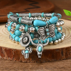 Turquoise Bead Bracelet Set with Charms