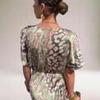 Twist V-Neck Flutter Sleeve Printed Maxi Dress