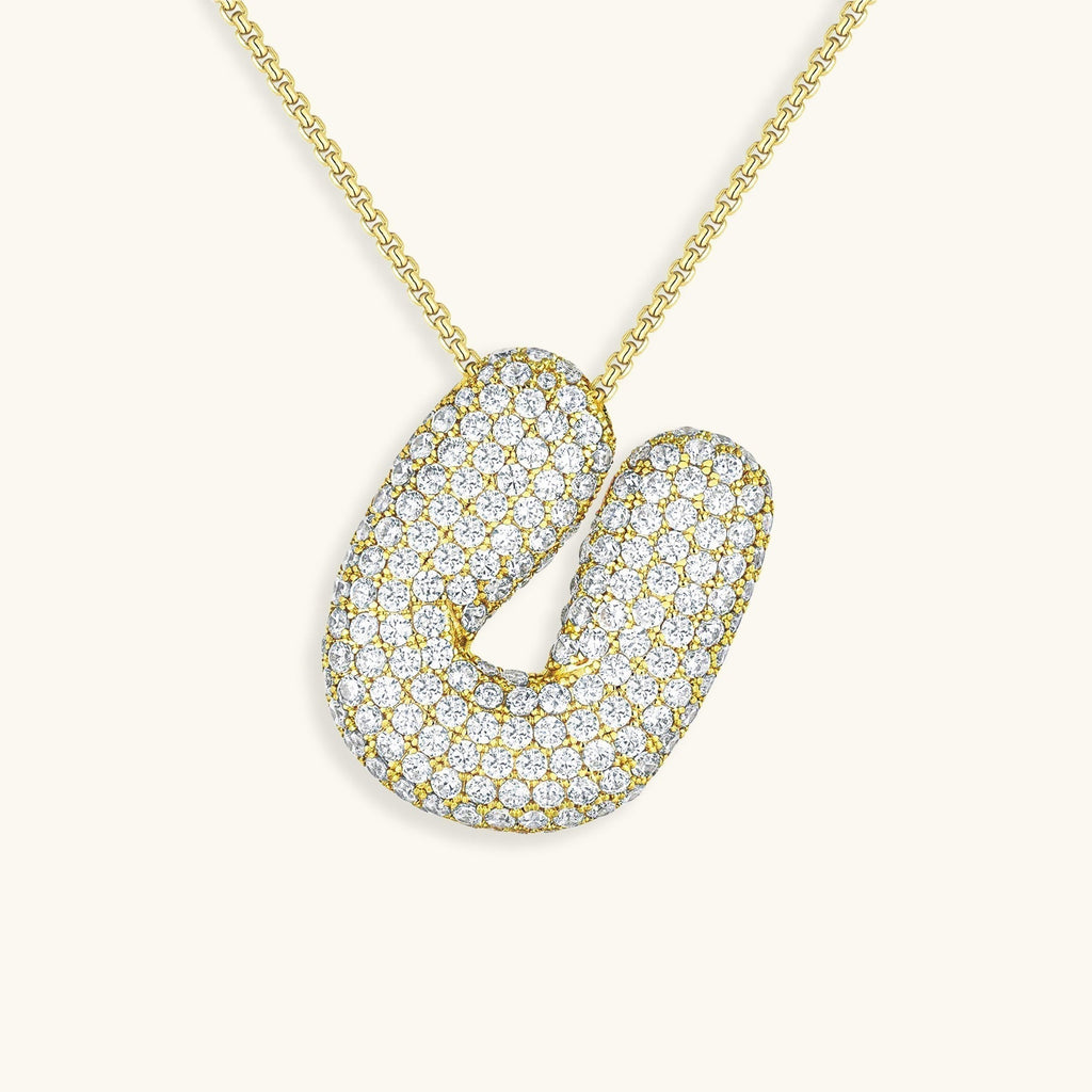 Pavé Bubble Initial Necklace