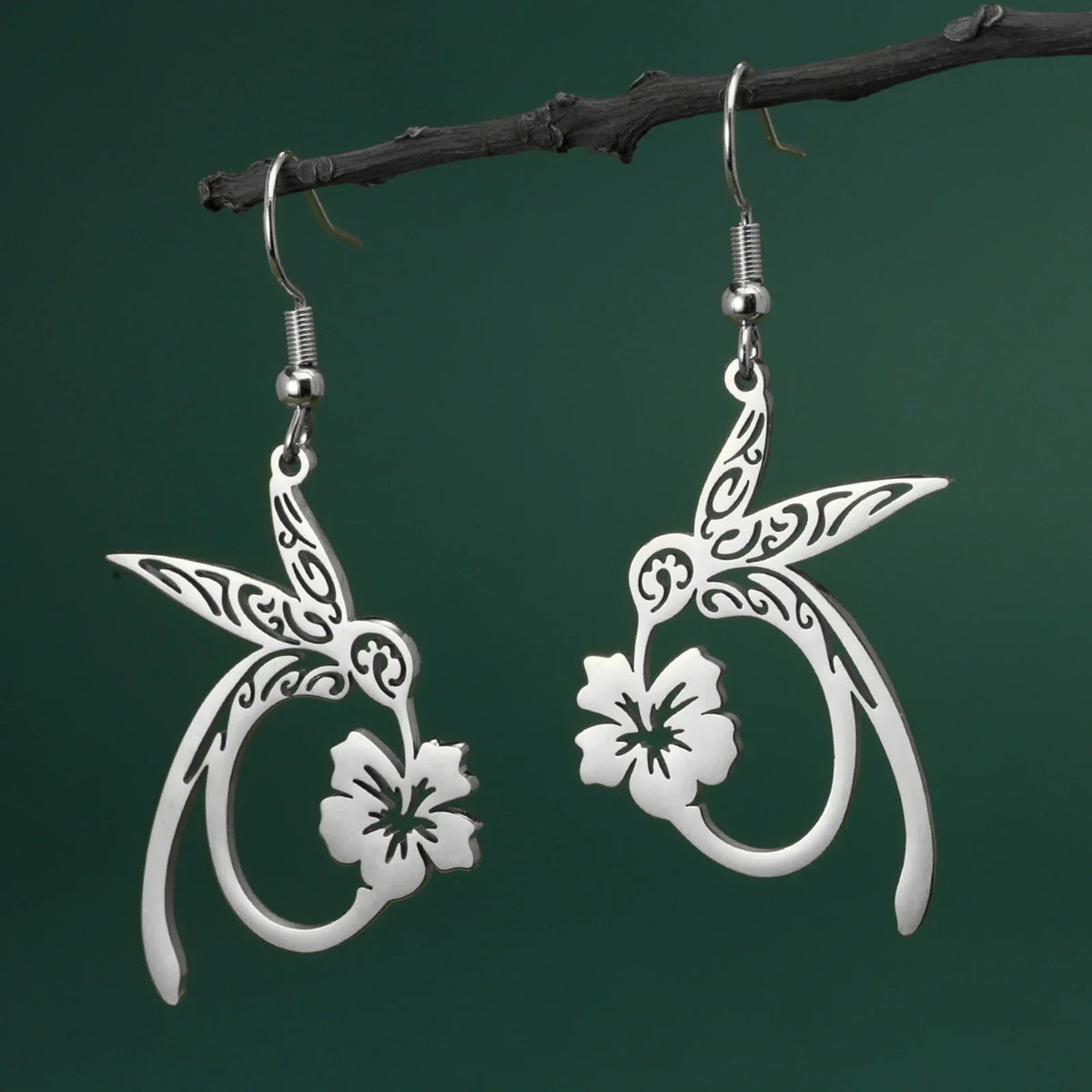 Stainless Steel Hummingbird Earrings