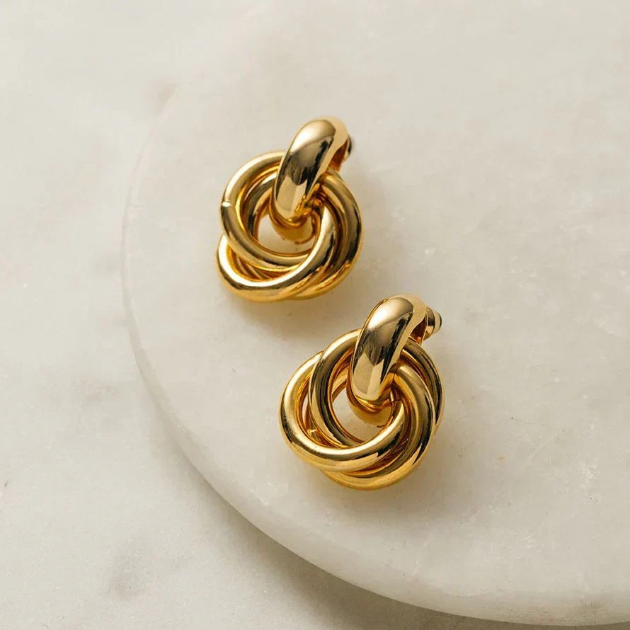 Interlocking Statement Earrings in Two Metal Tones