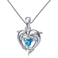 Dolphin Love Blue Heart Pendant Necklace