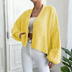 Cropped Cardigan with Lantern Sleeves for Easy Layering