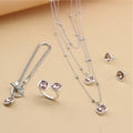 Silver-Tone Crystal Jewellery Set