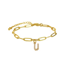 Dainty Paperclip Chain Initial Letter Bracelet