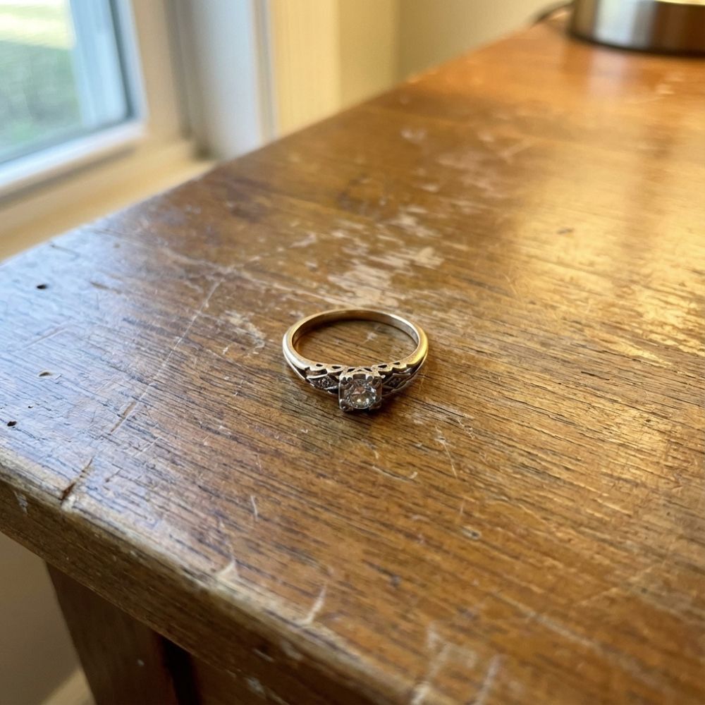 Vintage-Style Zirconia Fine Gold-Plated Ring
