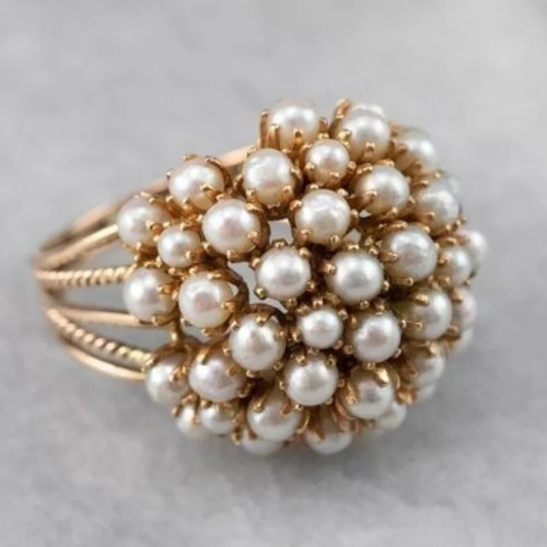 Inlaid Pearl Statement Ring