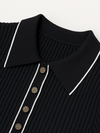 Ribbed Short Sleeve Collared Maxi Dress With Buttons