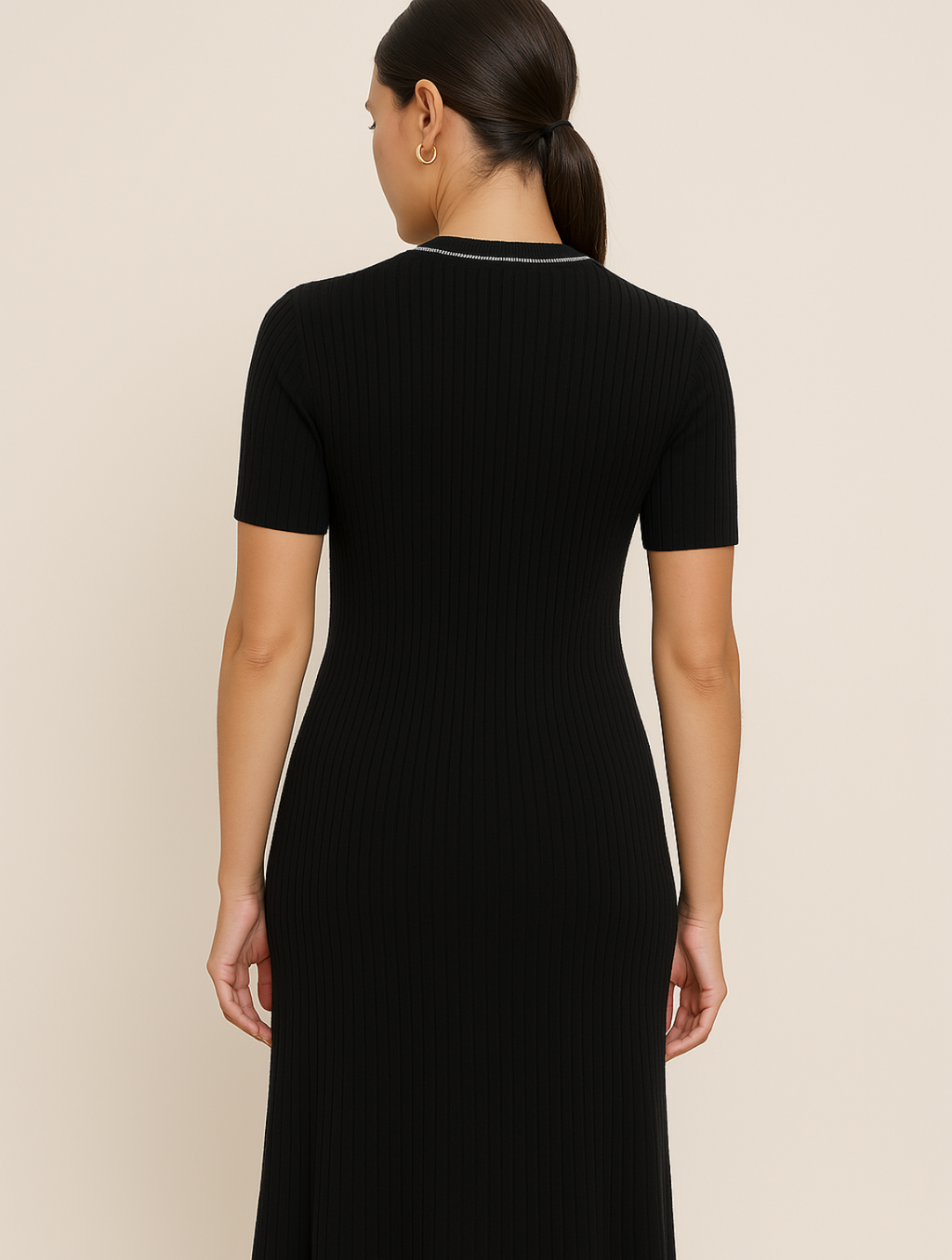 Ribbed Short Sleeve Collared Maxi Dress With Buttons