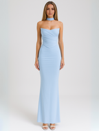 Strapless Choker Neck Fitted Column Maxi Dress