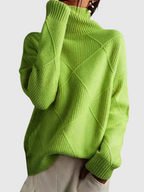 High-Collar Jumper in Soft Textured Knit with a Relaxed Fit
