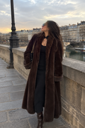 Faux Fur Jacket with Turn-Down Collar and Zip Fastening