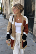 Lightweight Patchwork Cardigan with Open Front and Drape