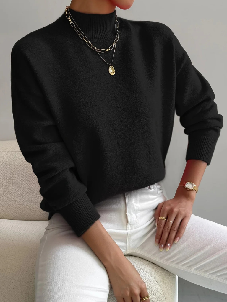 High-Neck Jumper with Long Sleeves and a Slim Silhouette