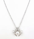 Pearl Spider Pendant Necklace in Silver Tone