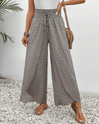Broek met wijde pijpen, elastische taille en lichte val