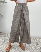Broek met wijde pijpen, elastische taille en lichte val