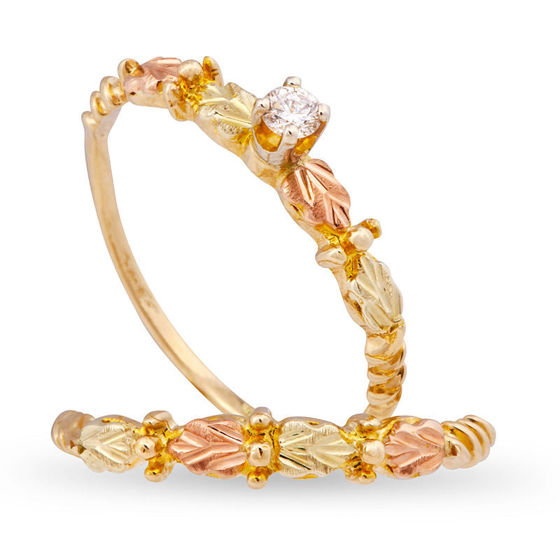 Tri-Colour Leaf Bloom Ring