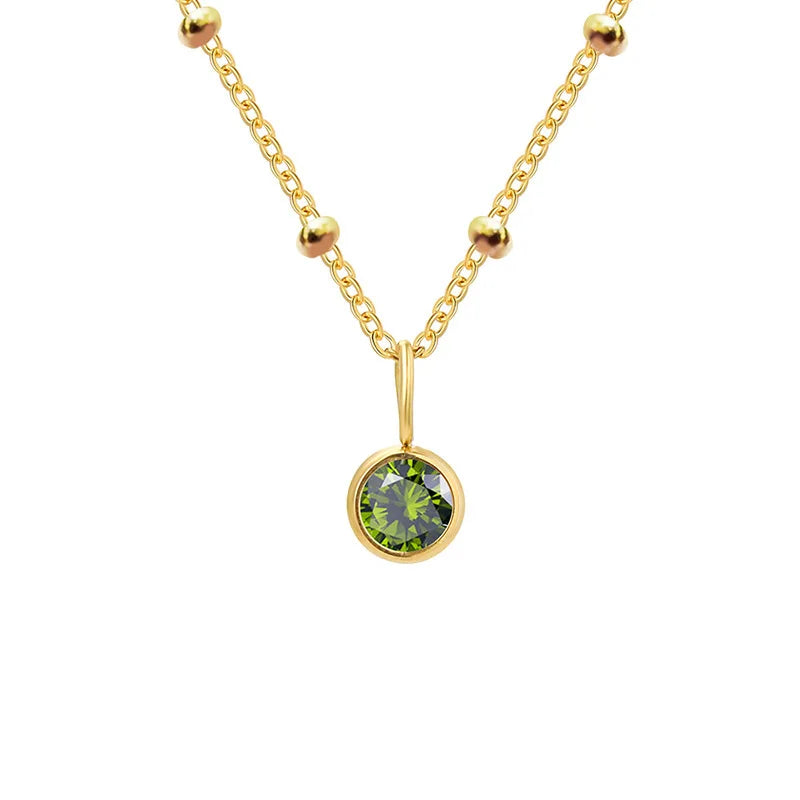 Fijne geboortesteenketting met kralenketting